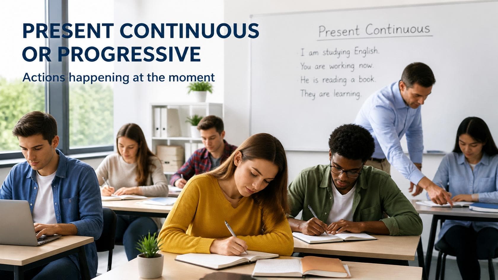 Present continuous: habla de lo que haces ahora en inglés